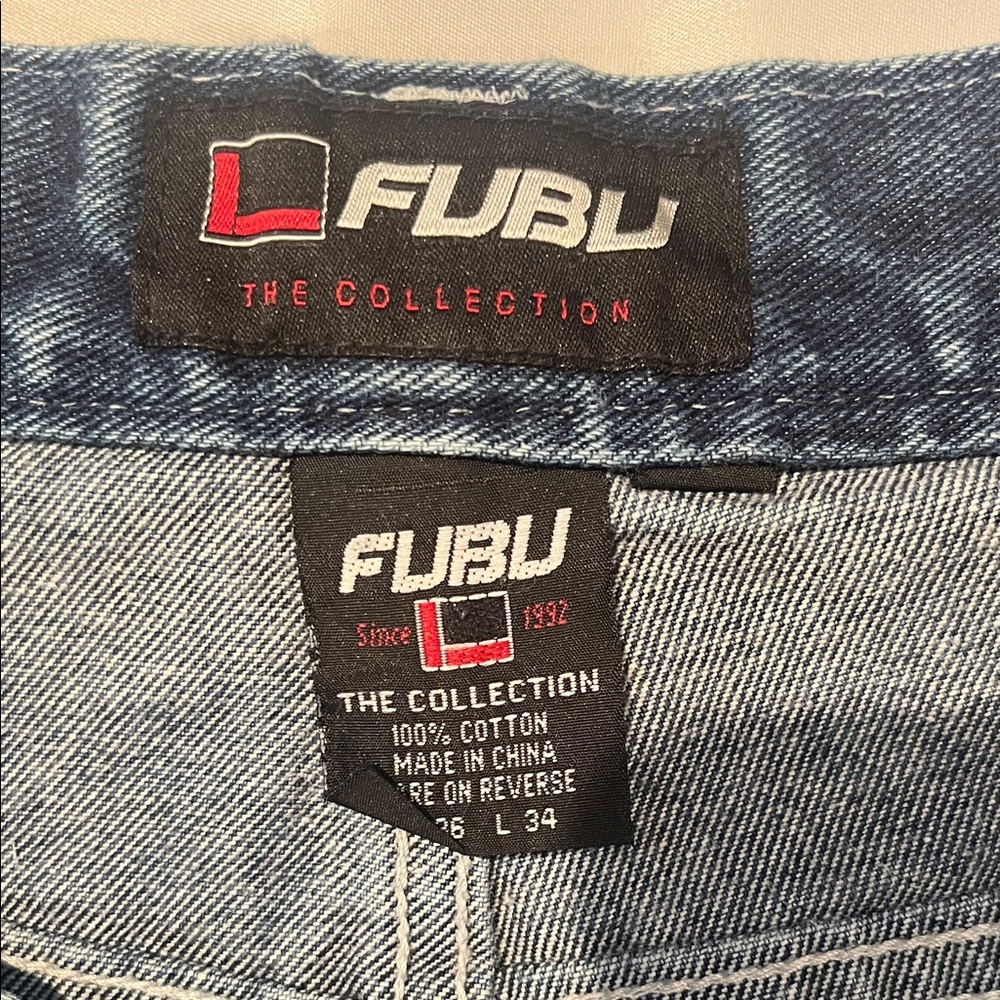 FUBU Dark Blue Relaxed Men's Jeans - Picture 2 of 7